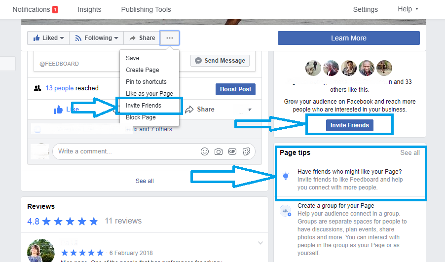 how to invite friend to like facebook page